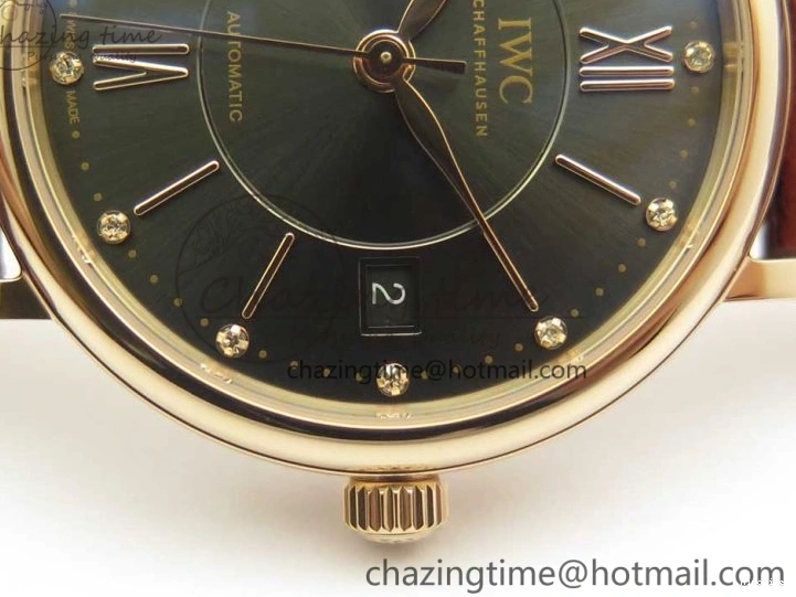 MIROTIME 0419 SportInspired Portofino IW458101 RG MK 1:1 Best Edition Gray Dial On Brown Leather Strap MIYOTA 7165